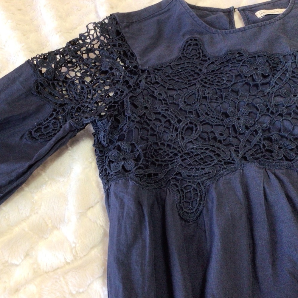 Abercrombie & Fitch Blue Long Sleeve Lace Top M - Picture 6 of 12